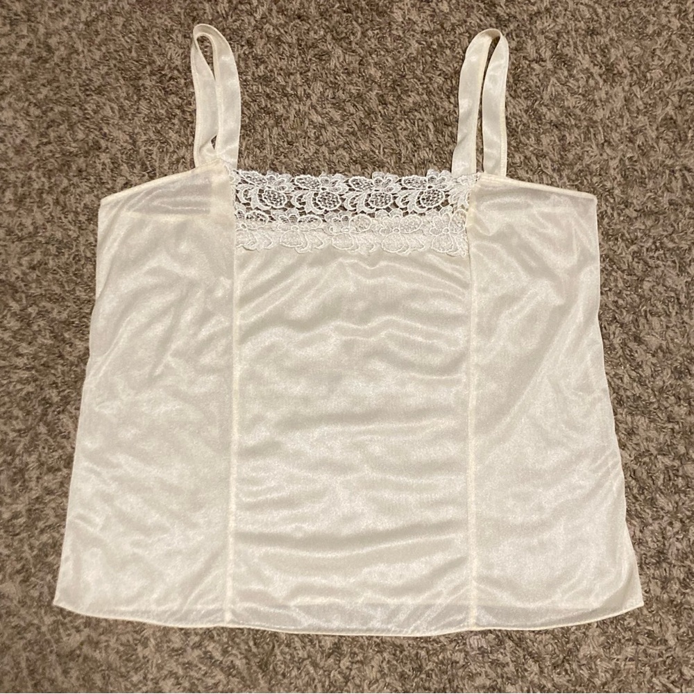 3/$15 - Vntg Sears Cream/White Venice Venetian Lace Layering Cami Camisole Sz 40